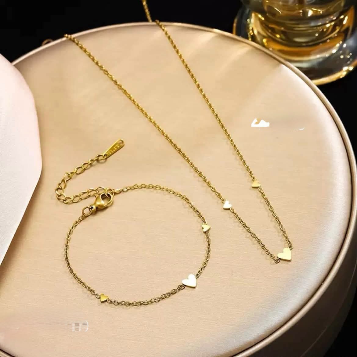 Golden pendent and braclet set
