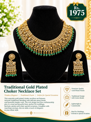 Traditional Gold Plated Choker Necklace Set
