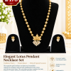 Elegant Lotus Pendant Necklace Set